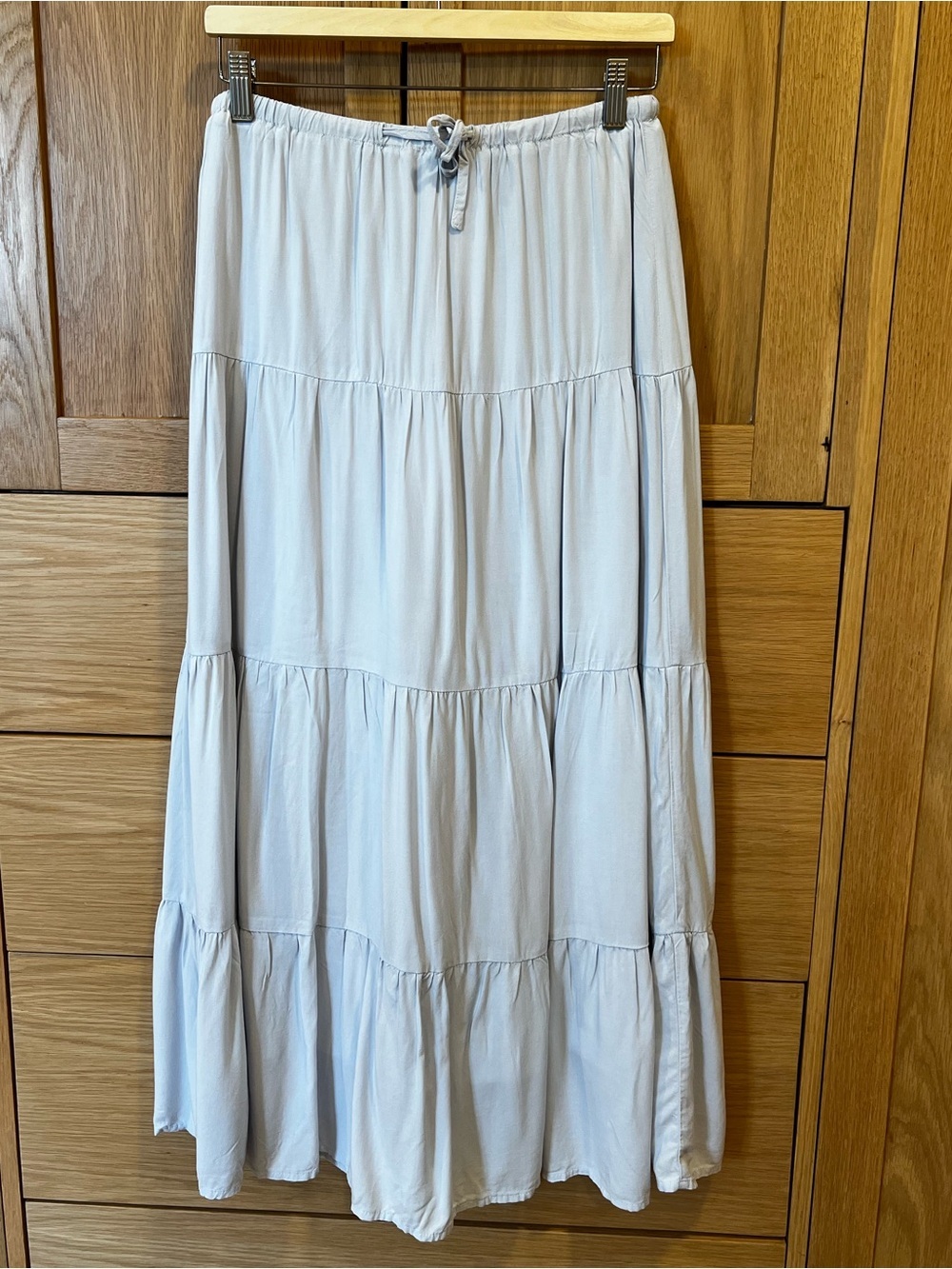 Brandy Melville Nadia Tiered Maxi Skirt Light Blue One Size NWT Coastal Chic
